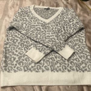 Soft grey leopard spotted sweater.
